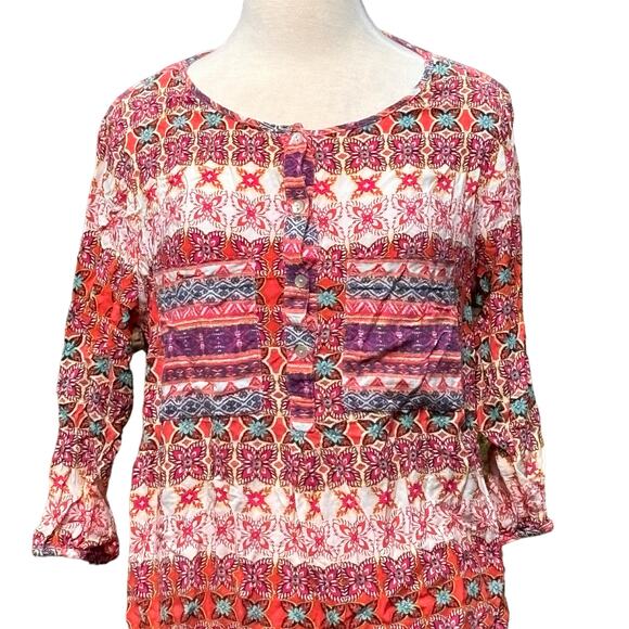 Anthropologie Fig and Flower Women's Tunic Blouse Dress Size 1X Geometric Hi Low - Picture 11 of 11